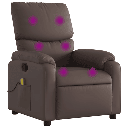vidaXL Poltrona de massagens reclinável couro artificial castanho vidaXL Poltrona de massagens reclinável couro artificial castanho