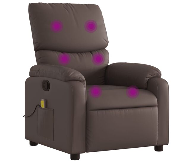 Vidaxl sillón de masaje reclinable cuero sintético marrón