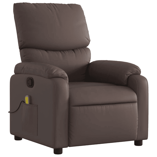 vidaXL Poltrona de massagens reclinável couro artificial castanho vidaXL Poltrona de massagens reclinável couro artificial castanho