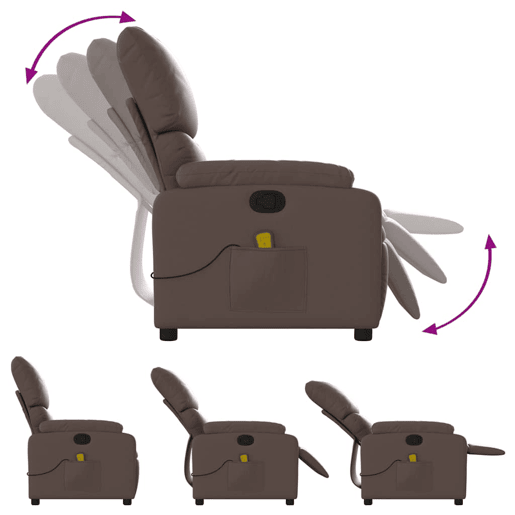 vidaXL Poltrona de massagens reclinável couro artificial castanho vidaXL Poltrona de massagens reclinável couro artificial castanho