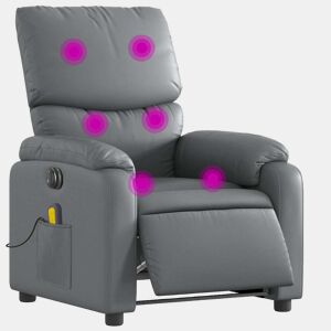 vidaXL Poltrona massagens reclinável elétrica couro artif. cinzento