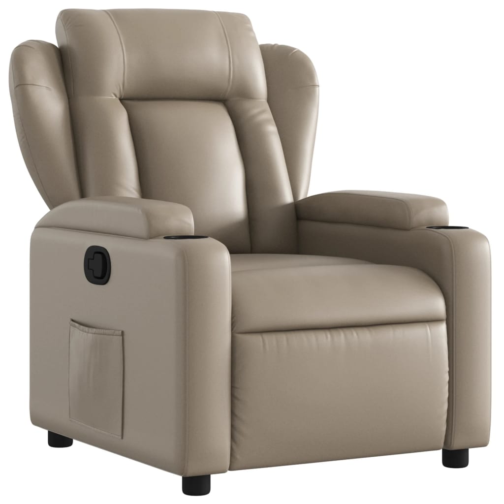 Vidaxl sillón reclinable de cuero sintético color capuchino