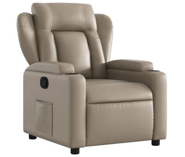 Vidaxl sillón reclinable de cuero sintético color capuchino