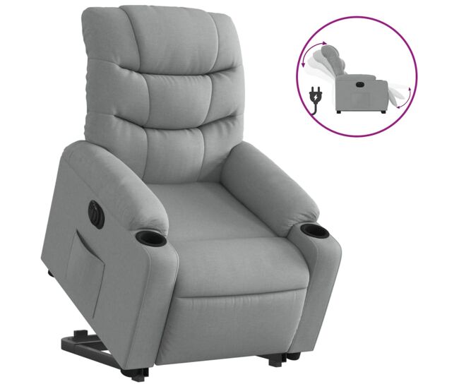 Vidaxl sillón eléctrico reclinable elevable de tela gris claro