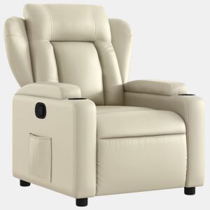 vidaXL Poltrona reclinável couro artificial cor creme