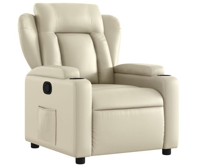Vidaxl sillón reclinable de cuero sintético crema