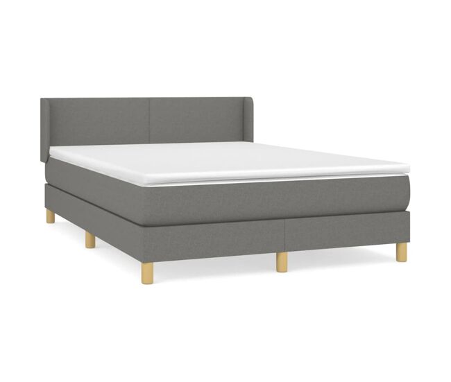 Cama box spring con colchón tela gris oscuro 140x200 cm diseño plano