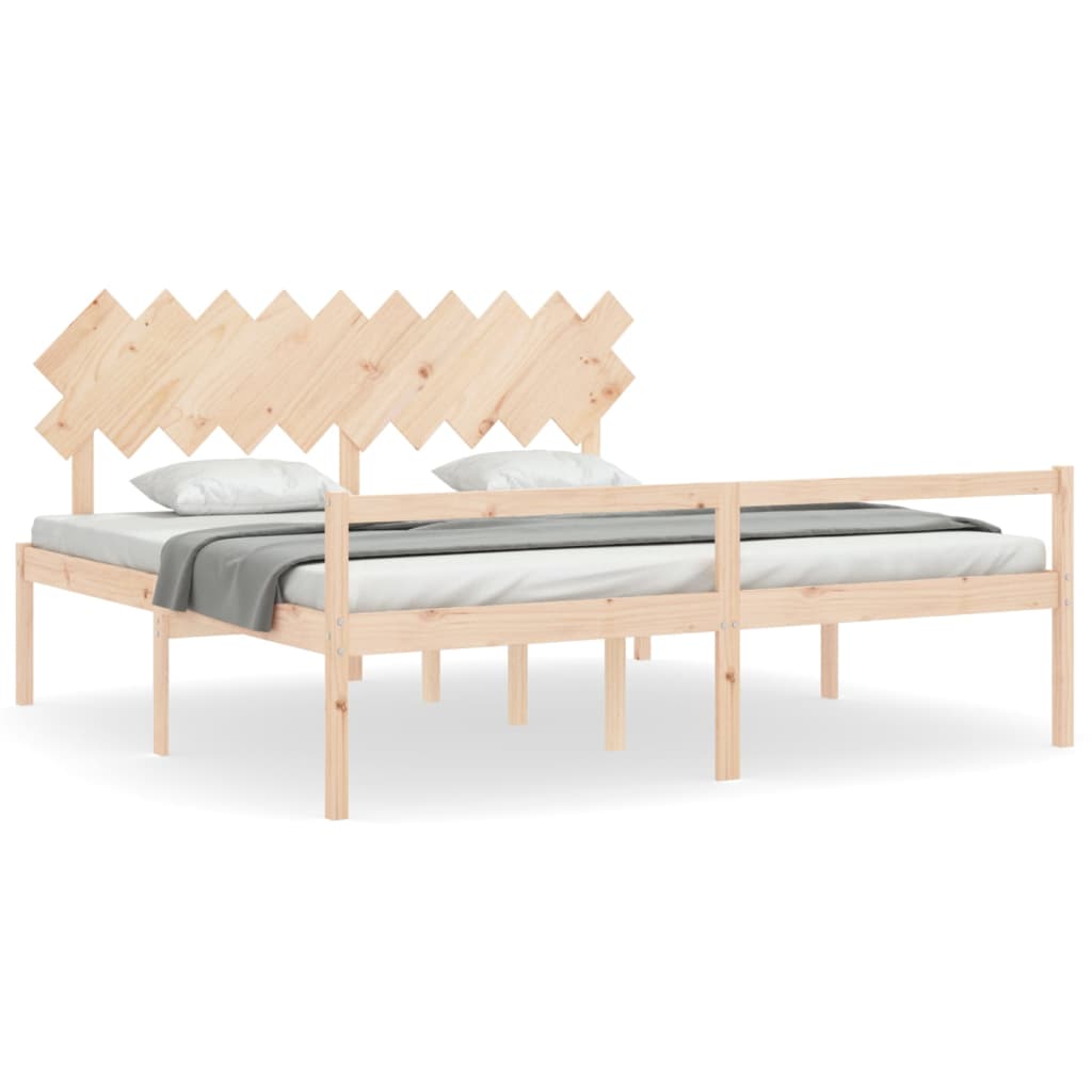 Estructura de cama con cabecero madera maciza 200x200 cm