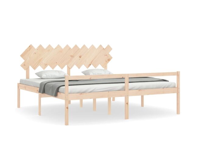Estructura de cama con cabecero madera maciza 200x200 cm