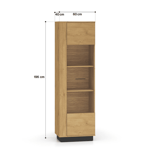 Vitrina de 1 porta em madeira Ysia e preto