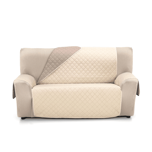 Capa reversível acolchoada para sofá de 4 lugares PLUS Donegal Collections Nina Beige  Cuero