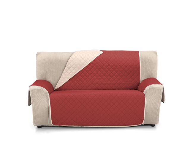 Cubre sofá acolchado reversible 2 plazas donegal collections plus nina beige / rojo