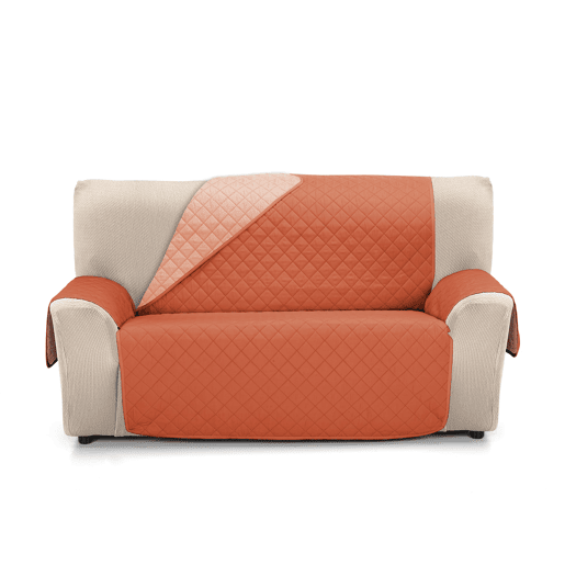 Capa reversível acolchoada para sofá de 2 lugares PLUS Donegal Collections Nina Coral  Teja
