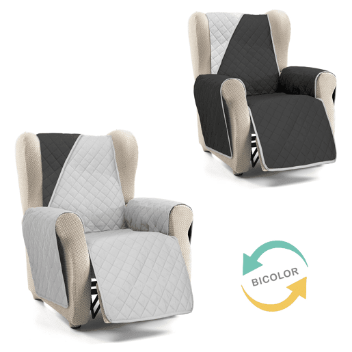 Capa reversível acolchoada para sofá de 1 lugar Donegal Collections Nina Cinza  Negro