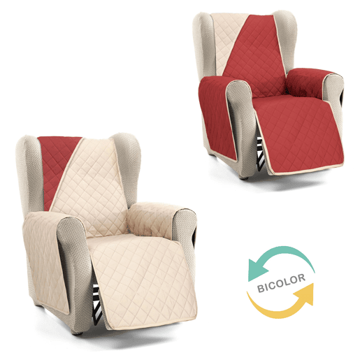 Capa reversível acolchoada para sofá de 1 lugar Donegal Collections Nina Bege  Rojo