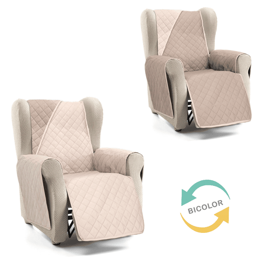 Capa reversível acolchoada para sofá de 1 lugar Donegal Collections Nina Lino  Cuero