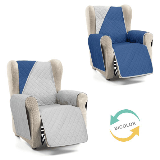 Capa reversível acolchoada para sofá de 1 lugar Donegal Collections Nina Cinza  Azul
