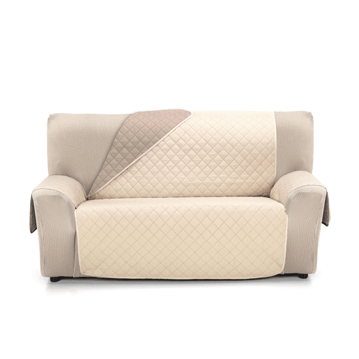 Capa reversível acolchoada para sofá de 3 lugares Donegal Collections Nina Beige  Cuero