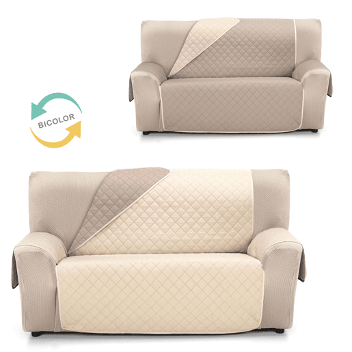 Capa reversível acolchoada para sofá de 3 lugares Donegal Collections Nina Beige  Cuero