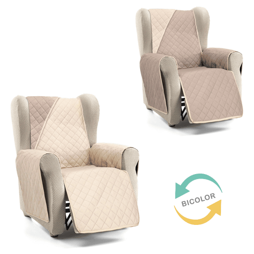 Capa reversível acolchoada para sofá de 1 lugar Donegal Collections Nina Beige  Cuero