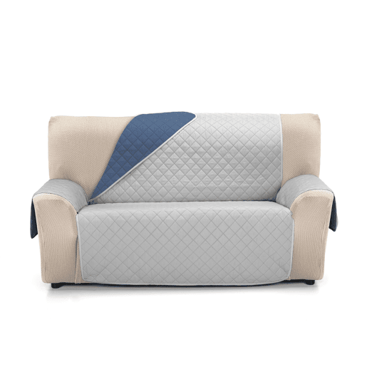 Capa reversível acolchoada para sofá de 3 lugares PLUS Donegal Collections Nina Cinza  Azul