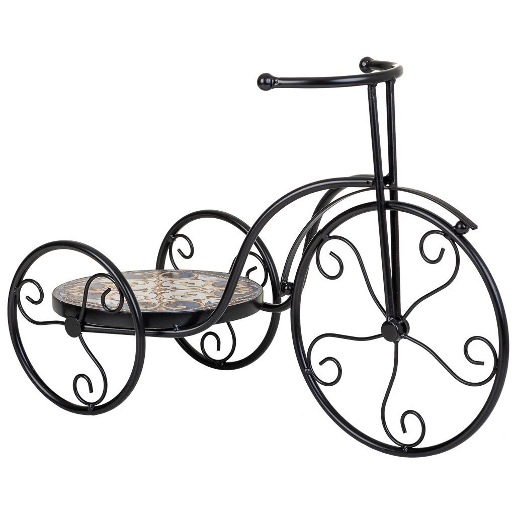 soporte bici de mosaico y forja