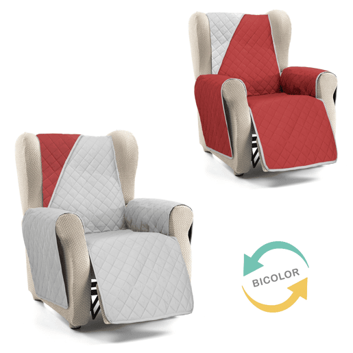 Capa reversível acolchoada para sofá de 1 lugar Donegal Collections Nina Cinza  Rojo