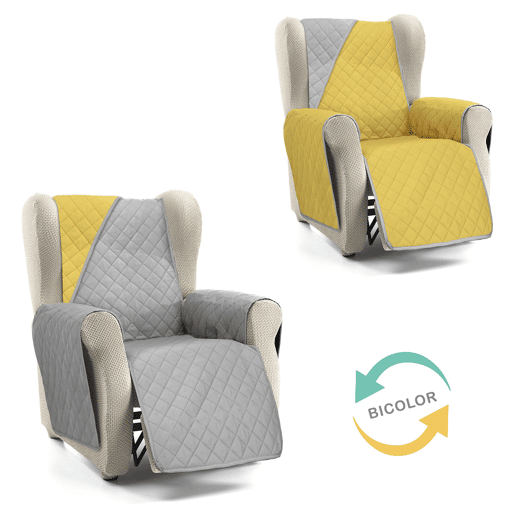 Capa reversível acolchoada para sofá de 1 lugar Donegal Collections Nina Mostaza  Perla