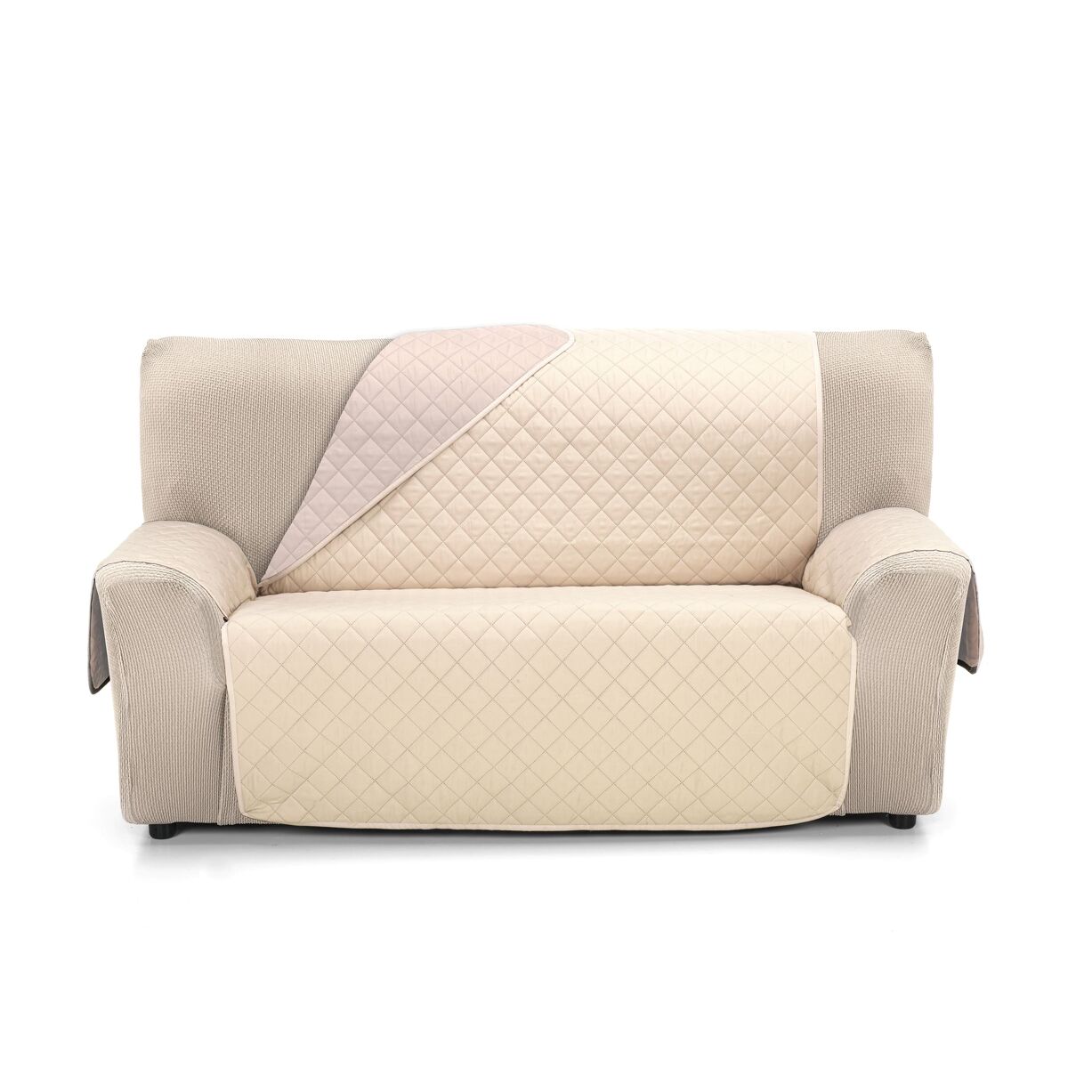 cubre sofa acolchado reversible 2 plazas donegal collections nina beige  lino