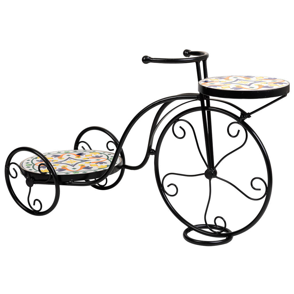 Soporte bici de mosaico y forja