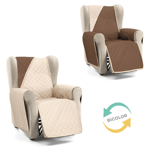 Capa reversível acolchoada para sofá de 1 lugar Donegal Collections Nina Bege  Marrom
