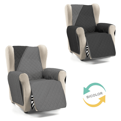 Capa reversível acolchoada para sofá de 1 lugar Donegal Collections Nina Antracita  Negro