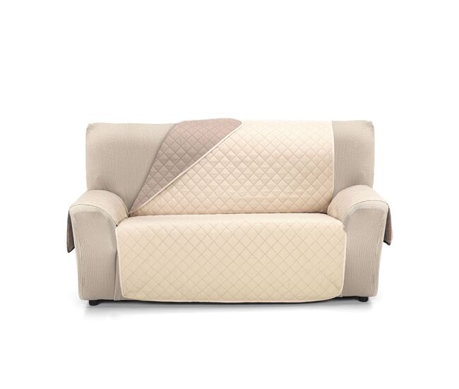Cubre sofá acolchado reversible 4 plazas donegal collections nina beige / cuero