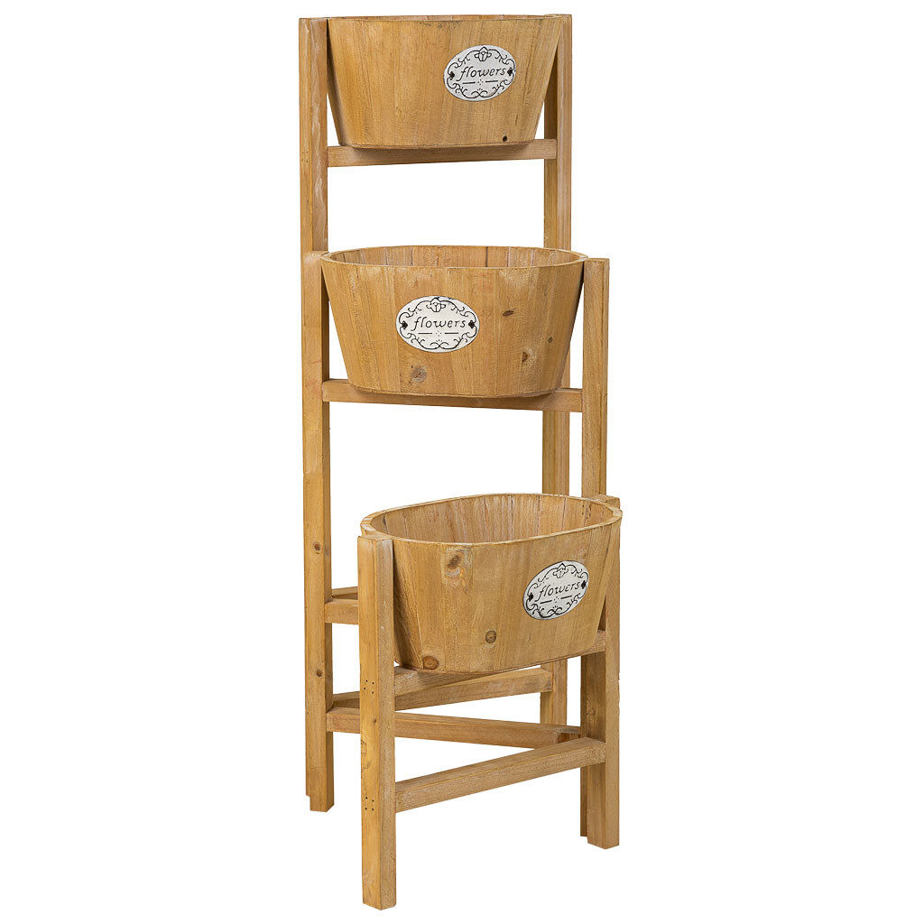 Soporte con 3 Cestos de madera