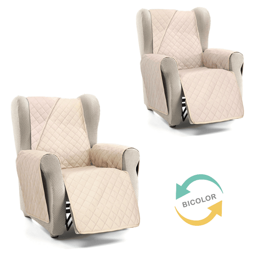 Capa reversível acolchoada para sofá de 1 lugar Donegal Collections Nina Bege  Lino