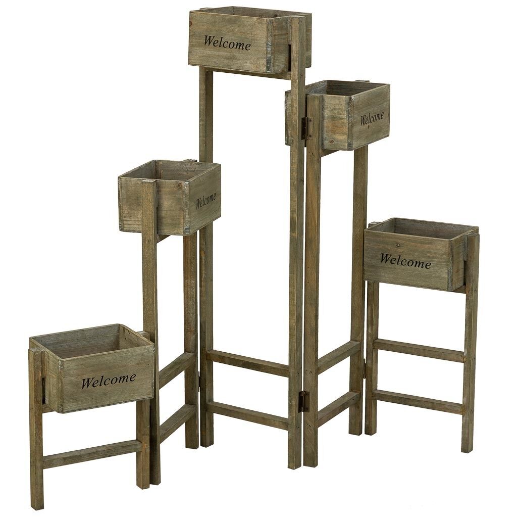 Soporte con 5 Cestos de madera