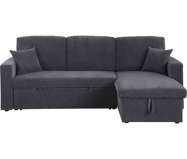 Sofá esquinero convertible de pana <> - 3 asientos - gris
