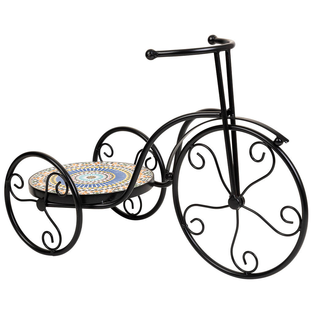 soporte bici de mosaico y forja