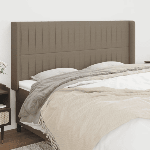vidaXL Cabeceira cama abas tecido 203x16x118128 cm cinza-acastanhado vidaXL Cabeceira cama abas tecido 203x16x118128 cm cinza-acastanhado