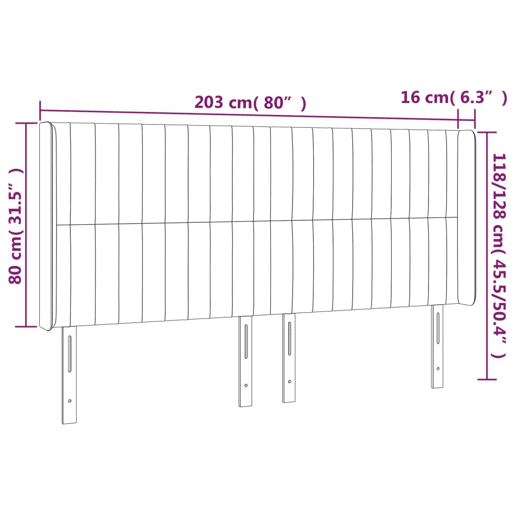 vidaXL Cabeceira cama abas tecido 203x16x118128 cm cinza-acastanhado vidaXL Cabeceira cama abas tecido 203x16x118128 cm cinza-acastanhado