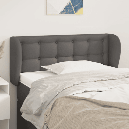 vidaXL Cabeceira de cama c abas couro artificial 83x23x7888 cm cinza vidaXL Cabeceira de cama c abas couro artificial 83x23x7888 cm cinza