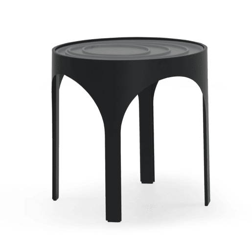 Mesa de centro com tampo de vidro em metal preto