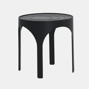 Mesa de centro com tampo de vidro em metal preto