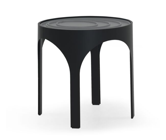 Mesa centro con cristal metalica negra