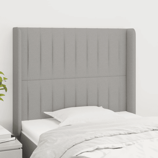 vidaXL Cabeceira de cama c abas tecido 83x16x118128cm cinzento-claro vidaXL Cabeceira de cama c abas tecido 83x16x118128cm cinzento-claro