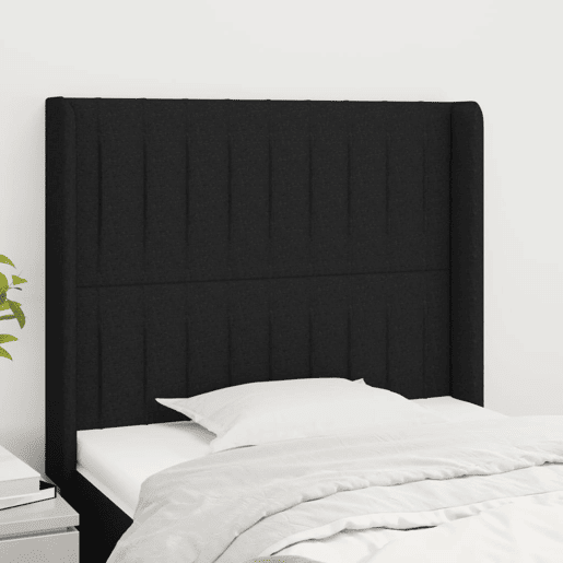 vidaXL Cabeceira de cama c abas tecido 93x16x118128 cm preto vidaXL Cabeceira de cama c abas tecido 93x16x118128 cm preto