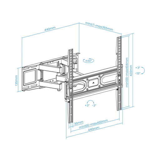 Suporte TV TooQ LP7846TN-B 32-70 40 kg