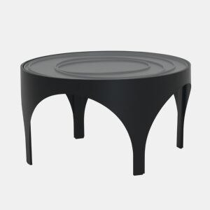 Mesa de centro de metal preto com vidro