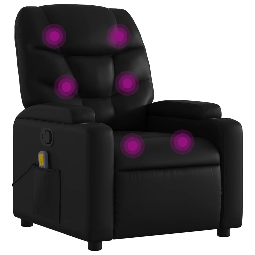 Vidaxl sillón de masaje reclinable cuero sintético negro