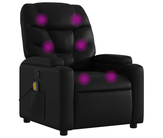 Vidaxl sillón de masaje reclinable cuero sintético negro